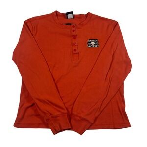 Harley Davidson Orange Long Sleeve Shirt Women's XL Ocean County Brick NJ